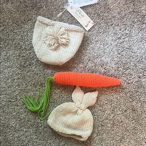 Bunny Cream and Orange Decorative Hat Set
